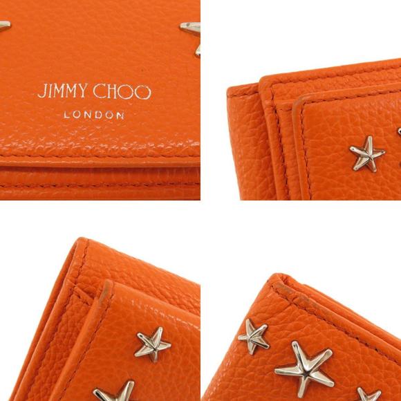 Jimmy Choo Star Motif Bifold Wallet Leather Women's - Picture 9 of 10